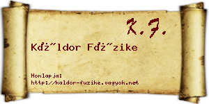 Káldor Füzike névjegykártya